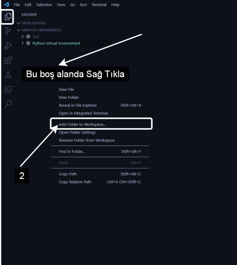 Visual Studio Code Tutorial Workspace'de Proje Klasörü Oluşturma